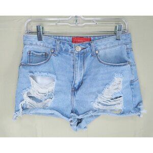 Gogo Jeans Denim Shorts Light Wash Distressed Shortie Bootie Women's Size 9/29